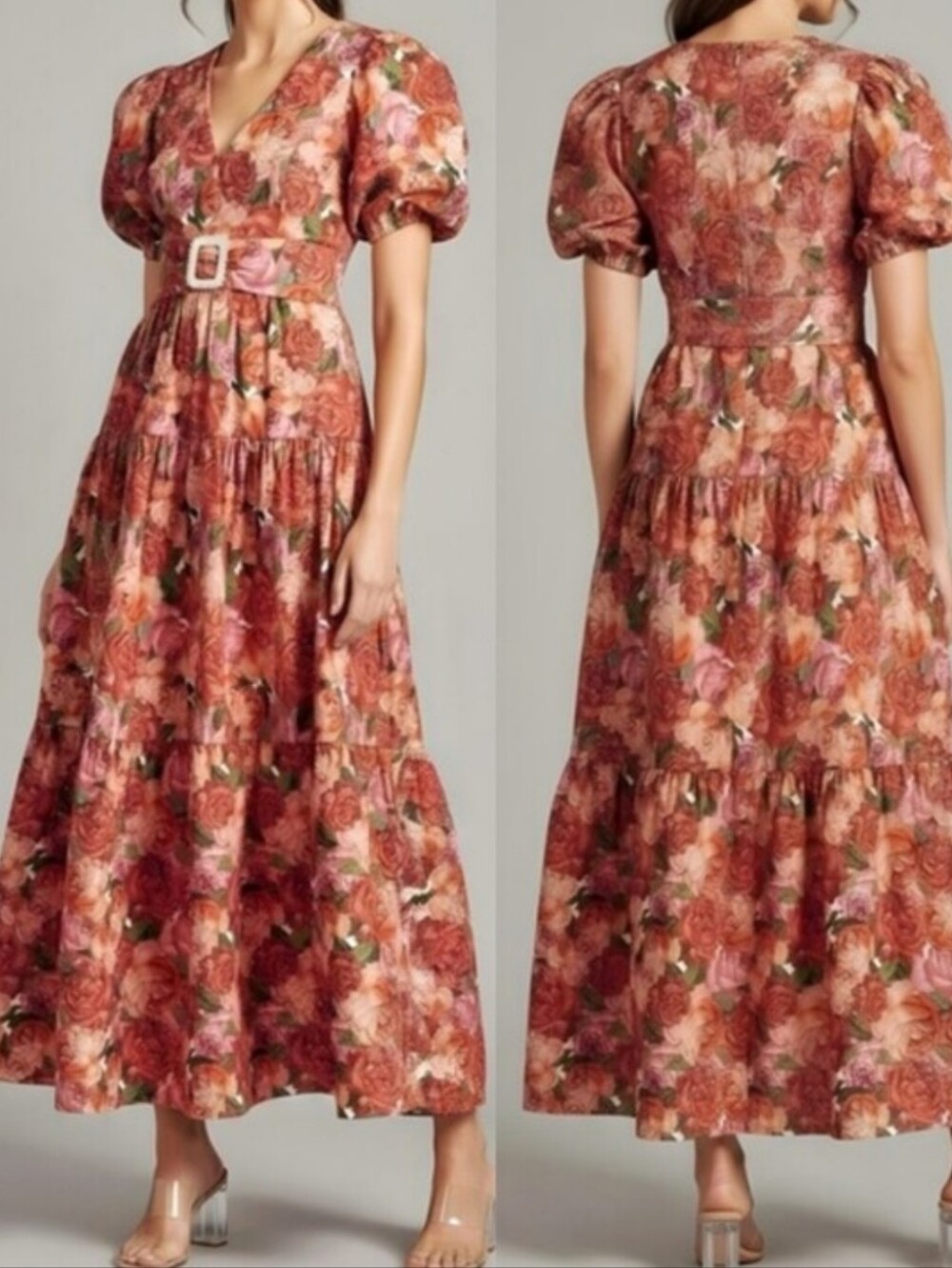 Sachin & Babi Carina Floral Midi Dress Red Pink Mazzolino Rosa | NWT